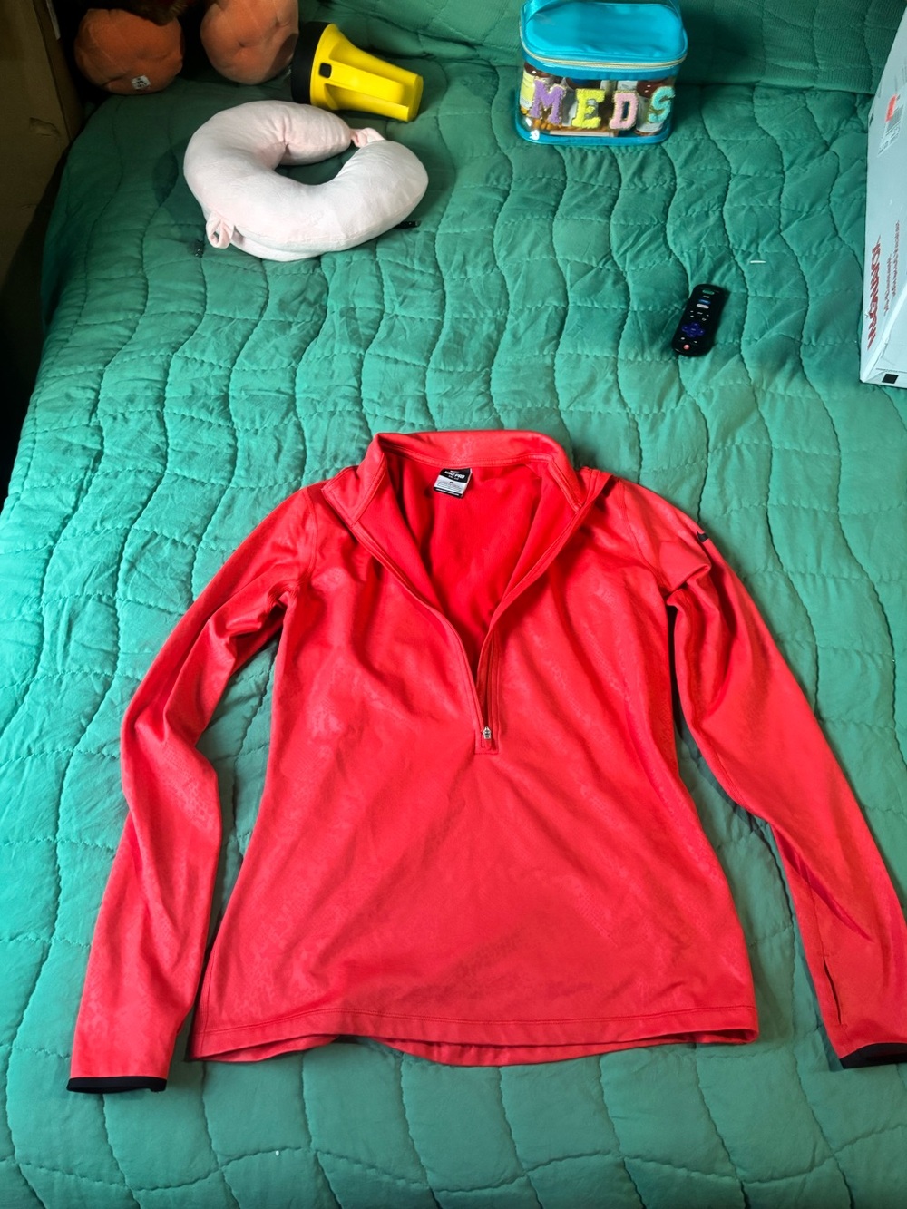 Nike Women's Coral Red Quarter-Zip Pullover